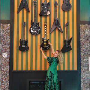 Spoonflower x Dani Dazey Bold Stripe  - Gold & Moss Non Pasted Wallpaper